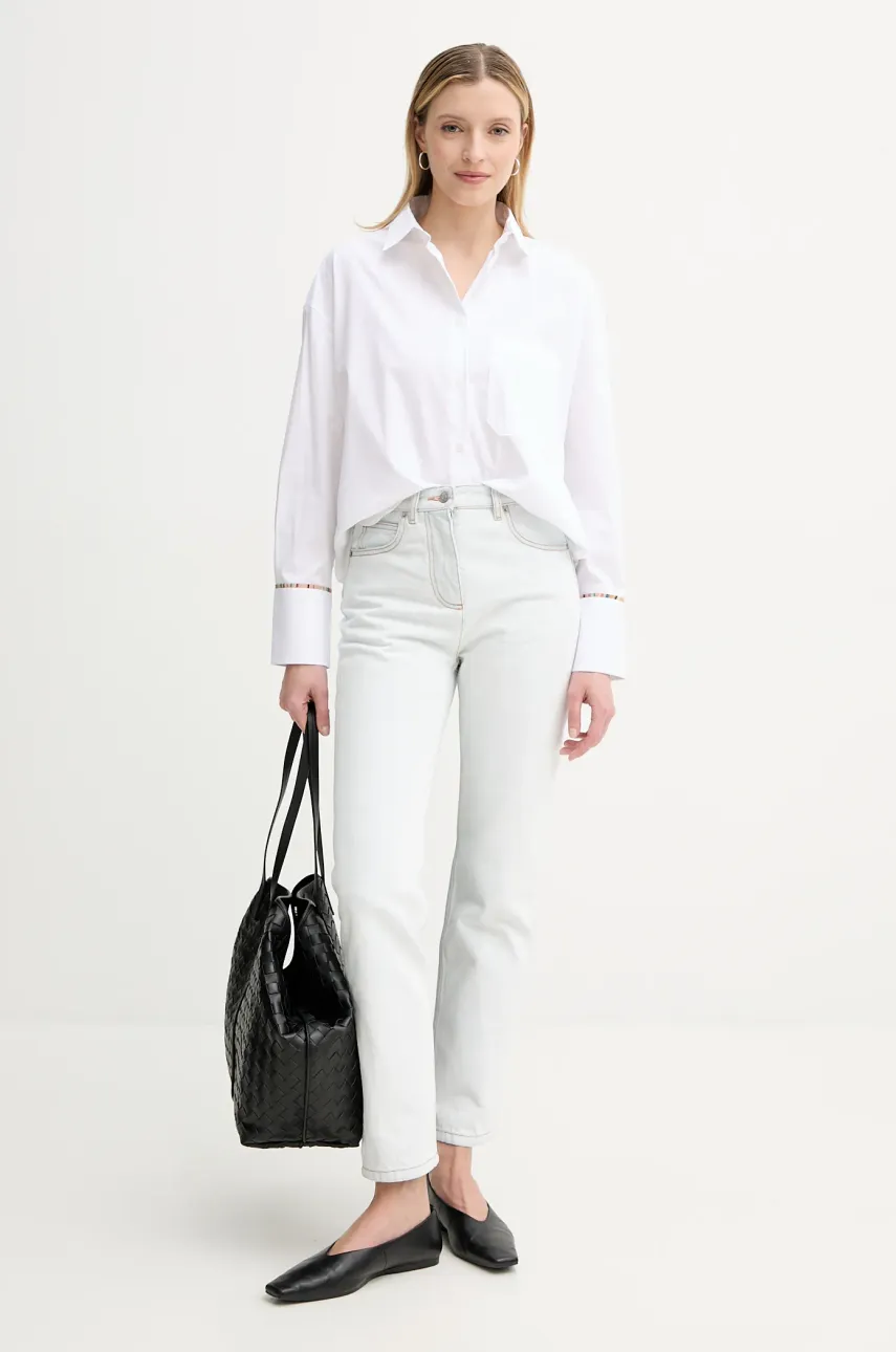 Рубашка PS Paul Smith женская цвет белый relaxed классический воротник W2R.357BC.P21598 Рубашка PS Paul Smith женская цвет белый relaxed классический воротник W2R.357BC.P21598
