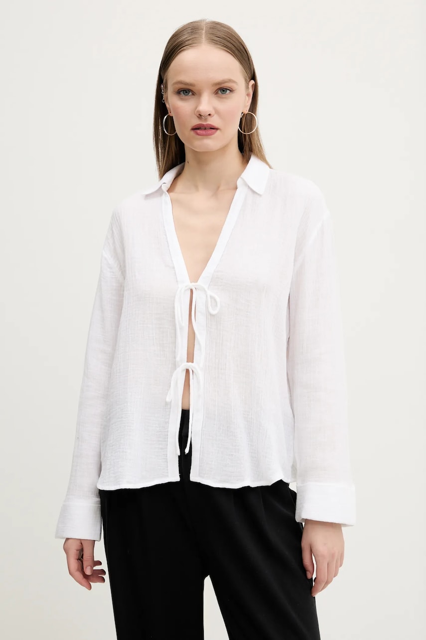 Abercrombie & Fitch bluza din bumbac femei, culoarea alb, neted, KI140-5000 Abercrombie & Fitch bluza din bumbac femei, culoarea alb, neted, KI140-5000