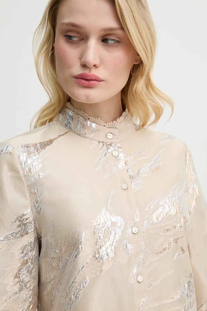 Πουκάμισο Bruuns Bazaar χρώμα: μπεζ, BBW4401 φωτογραφία