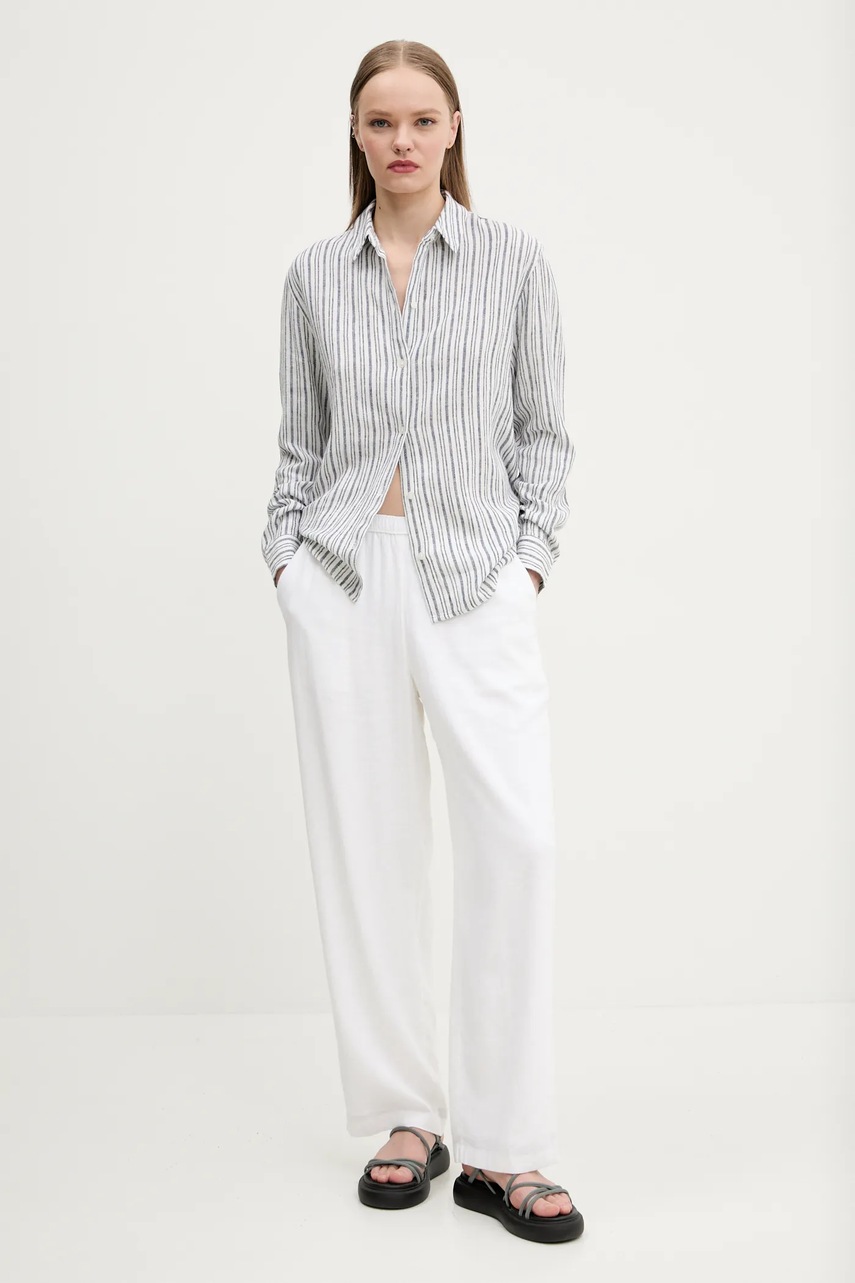 Πουκάμισο από λινό Abercrombie & Fitch χρώμα: άσπρο, KI140-5554 φωτογραφία