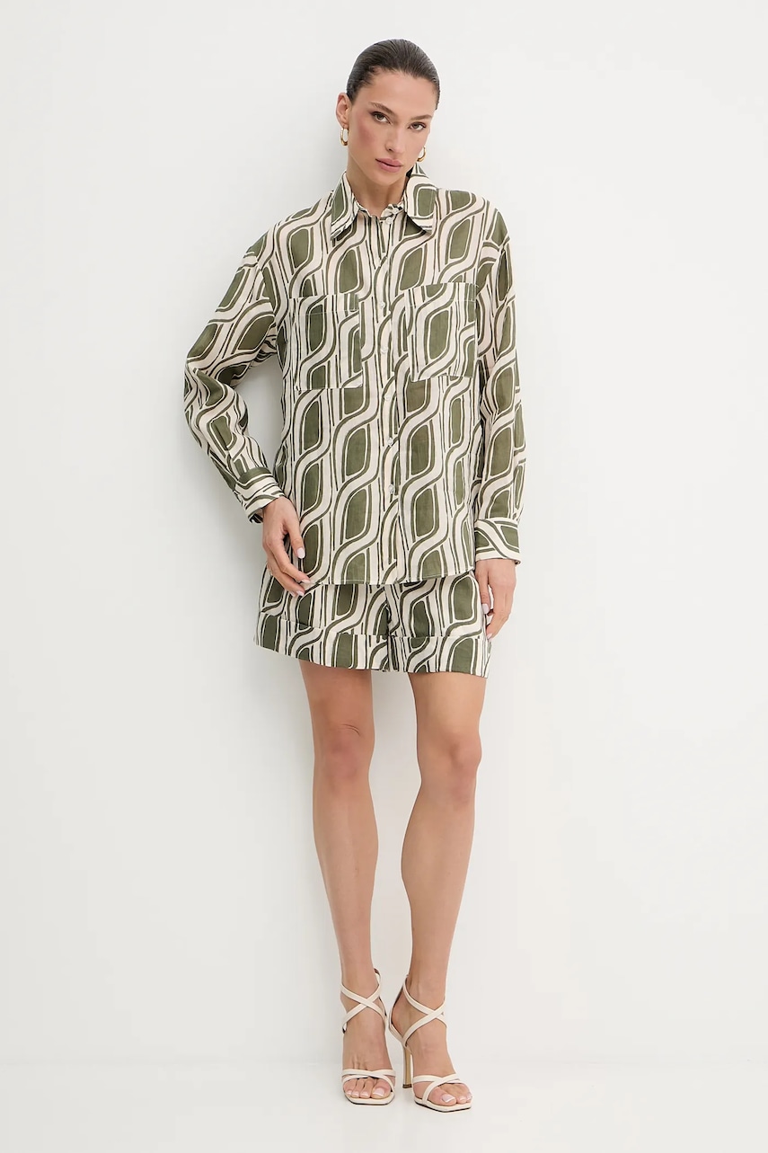 Рубашка Liu Jo цвет зелёный relaxed классический воротник WA5487.T6861