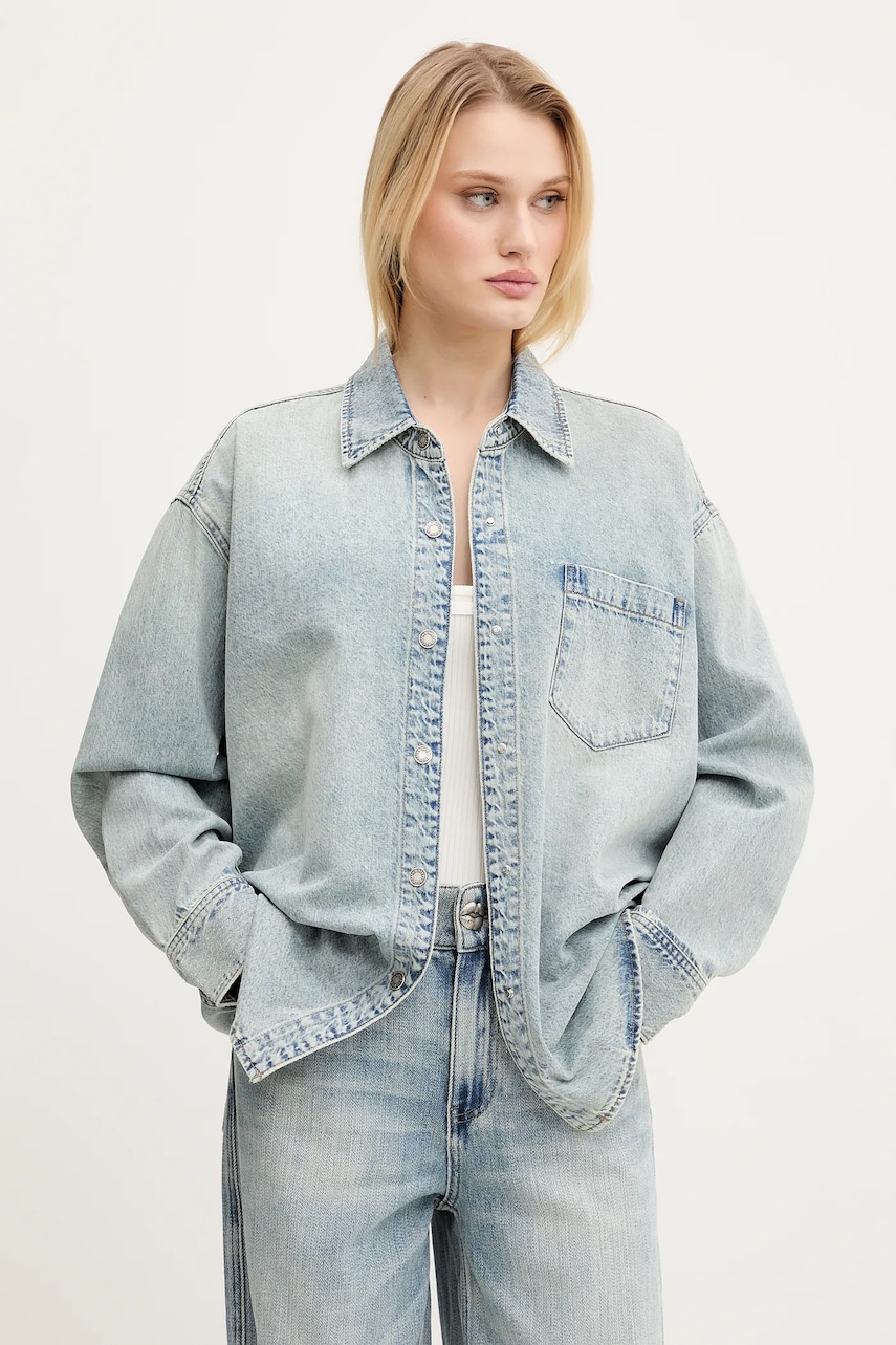 Miss Sixty cămașă din denim femei, cu guler clasic, relaxed, 6S1XJ49500
