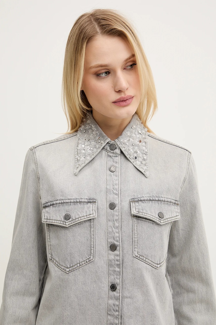 Βαμβακερό πουκάμισο Miss Sixty χρώμα: γκρι, 6S1XJ45300 φωτογραφία