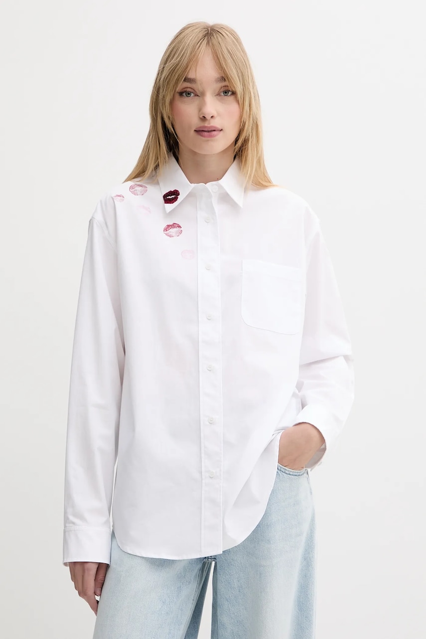 Miss Sixty camasa din bumbac culoarea alb, cu guler clasic, relaxed, 6S2XJ02200