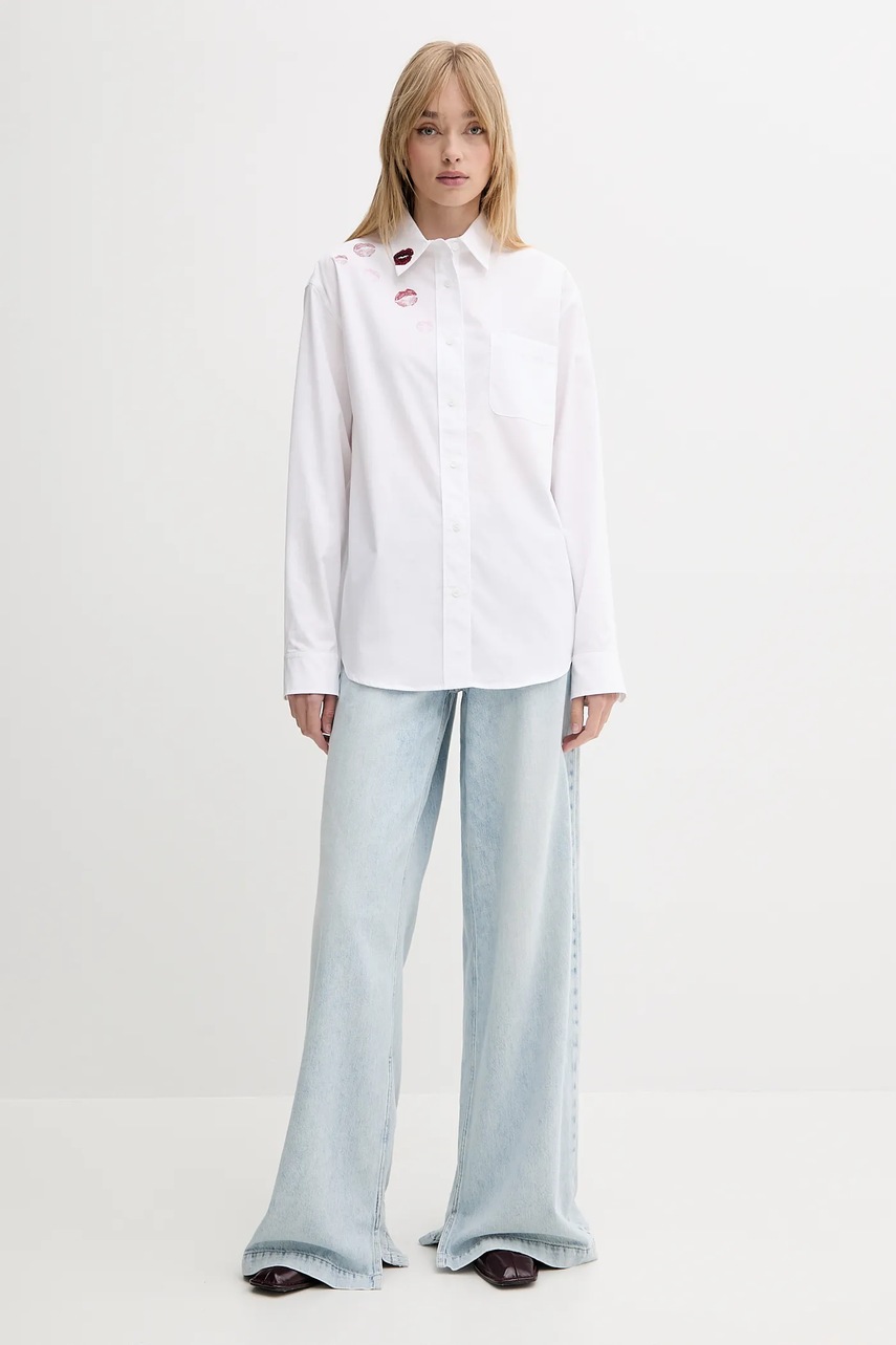 Хлопковая рубашка Miss Sixty цвет белый relaxed классический воротник 6S2XJ02200