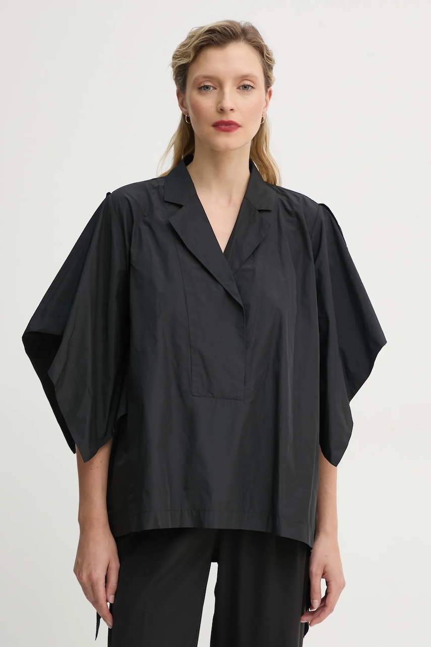 MMC STUDIO bluza femei, culoarea negru, neted, MINA