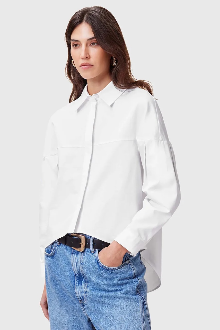 AllSaints camasa din bumbac TORIA femei, culoarea alb, cu guler clasic, relaxed, W087PC AllSaints camasa din bumbac TORIA femei, culoarea alb, cu guler clasic, relaxed, W087PC