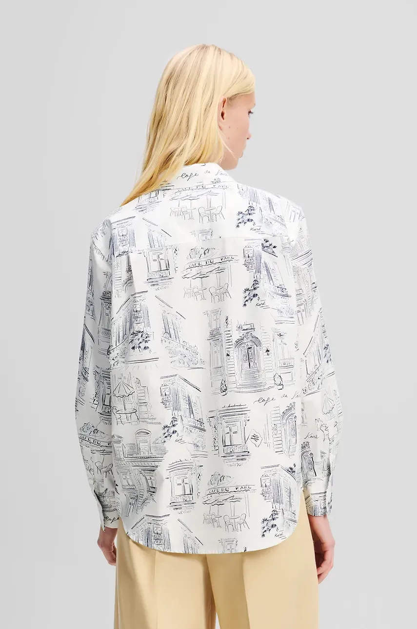 Хлопковая рубашка Karl Lagerfeld женская цвет белый relaxed классический воротник A2W11023 Хлопковая рубашка Karl Lagerfeld женская цвет белый relaxed классический воротник A2W11023