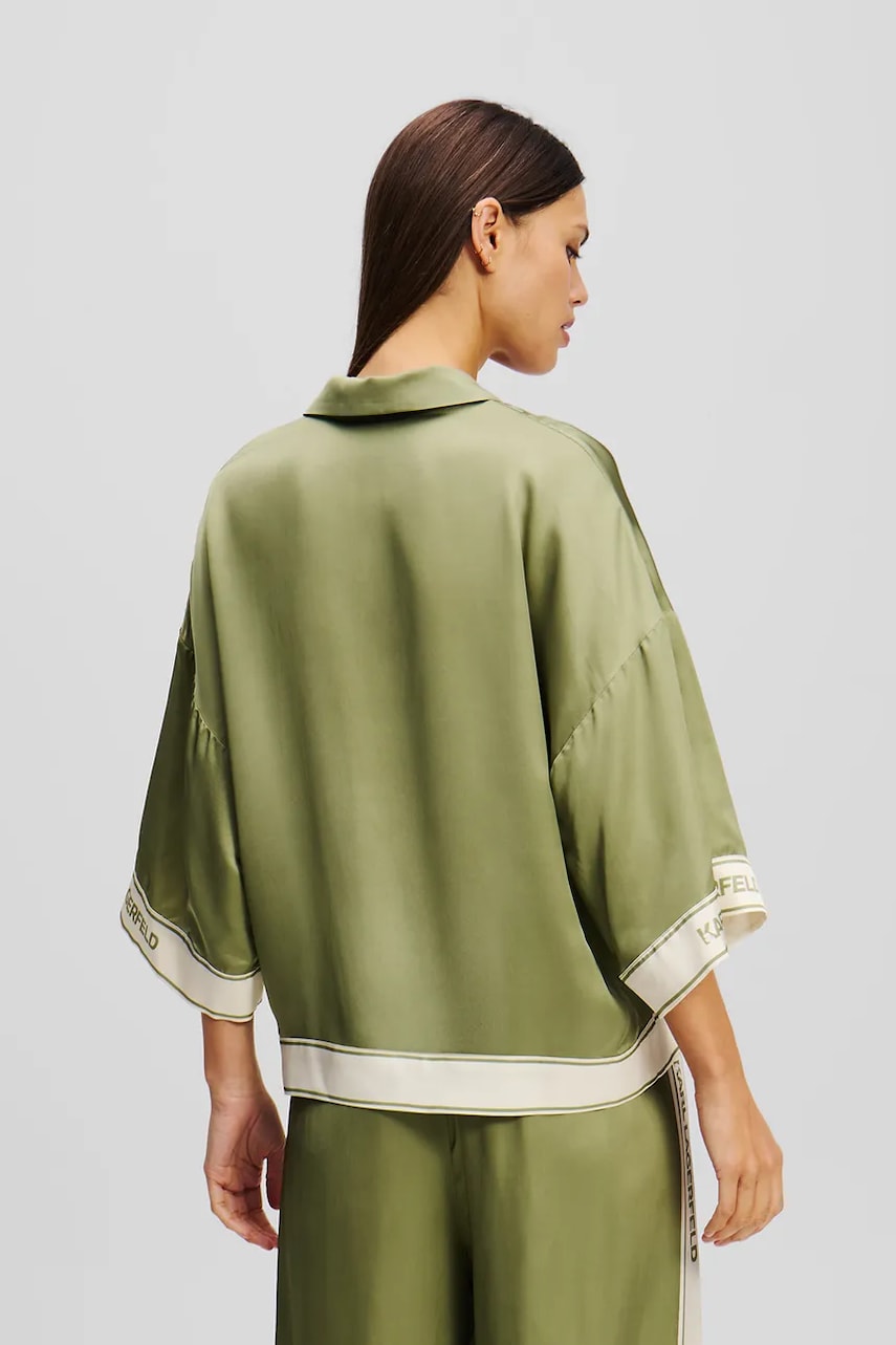 Рубашка Karl Lagerfeld женская цвет зелёный relaxed классический воротник A2W11037 Рубашка Karl Lagerfeld женская цвет зелёный relaxed классический воротник A2W11037