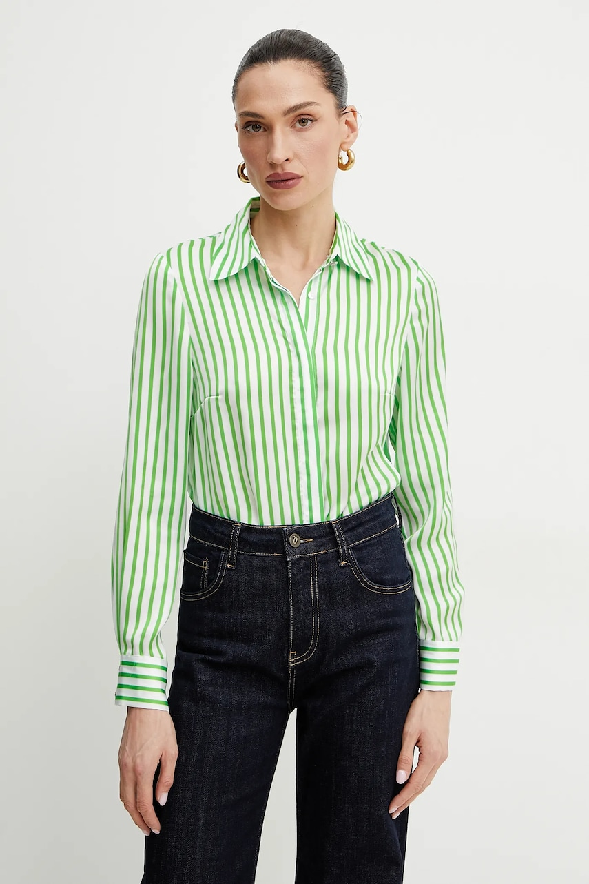 Morgan camasa CHICHI femei, culoarea verde, cu guler clasic, regular, CHICHI Morgan camasa CHICHI femei, culoarea verde, cu guler clasic, regular, CHICHI