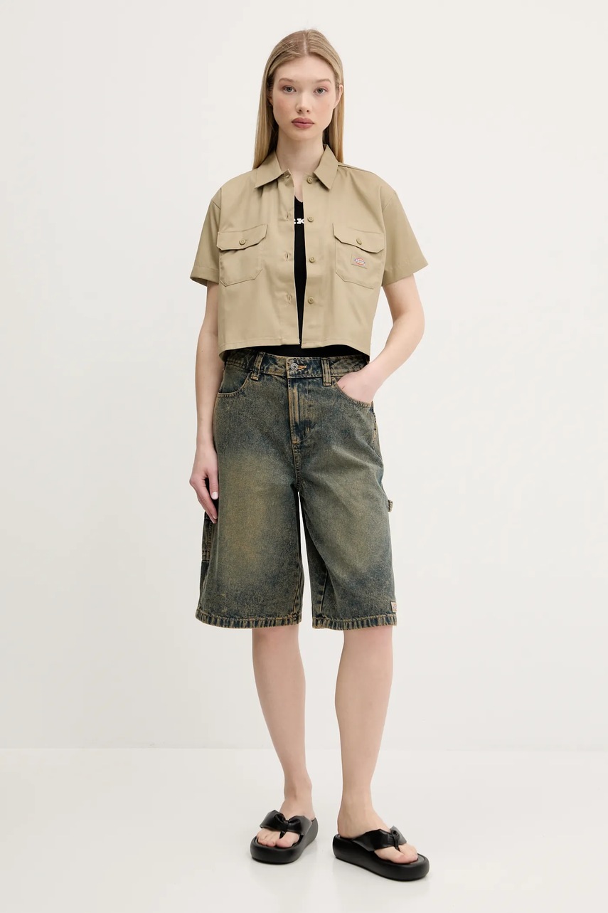 Рубашка Dickies цвет зелёный relaxed классический воротник DKDFS573KHK1