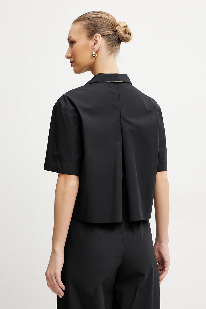 Βαμβακερό πουκάμισο MAX&Co. χρώμα: μαύρο, 2516111014200 φωτογραφία