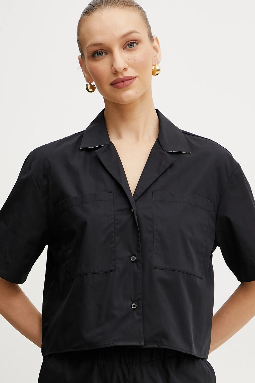 Βαμβακερό πουκάμισο MAX&Co. χρώμα: μαύρο, 2516111014200 φωτογραφία