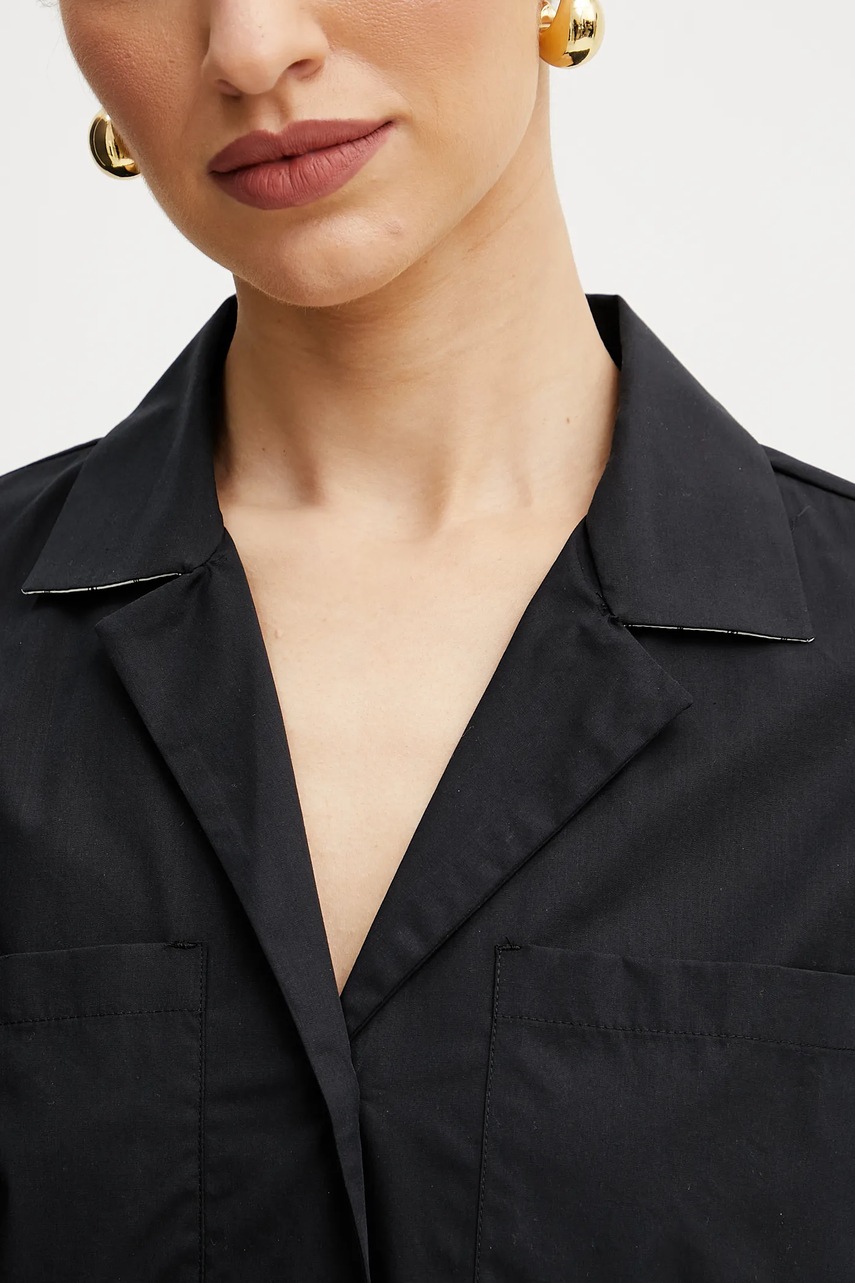 Βαμβακερό πουκάμισο MAX&Co. χρώμα: μαύρο, 2516111014200 φωτογραφία