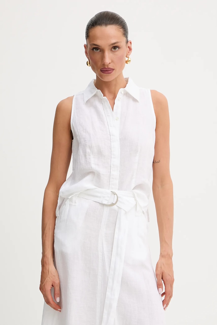 MAX&Co. cămașă de in culoarea alb, cu guler clasic, regular, 2516161025200