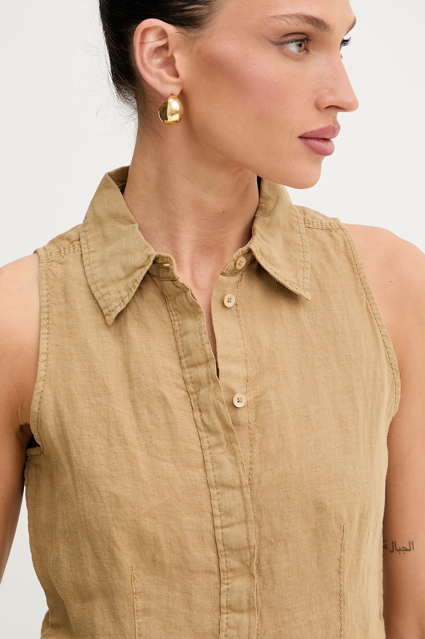 Πουκάμισο από λινό MAX&Co. χρώμα: πράσινο, 2516161025200 φωτογραφία