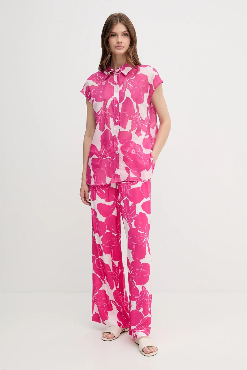 Βαμβακερό πουκάμισο Marc Aurel χρώμα: ροζ, 6302-1000-24796 φωτογραφία