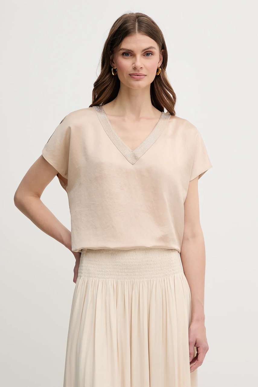 Marc Aurel bluza culoarea bej, cu imprimeu, 6318-2000-93424