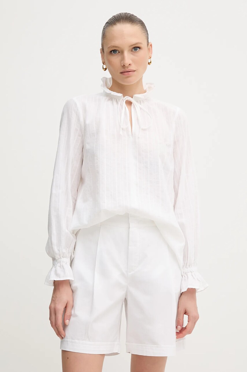 Marc Aurel bluză din bumbac culoarea alb, uni, 6300-1000-93431