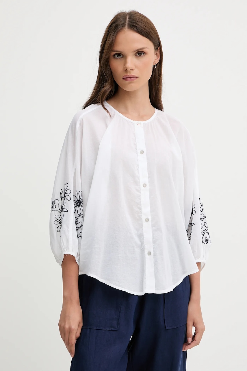 United Colors of Benetton camasa din bumbac culoarea alb, regular, 5VZCDQ0BN