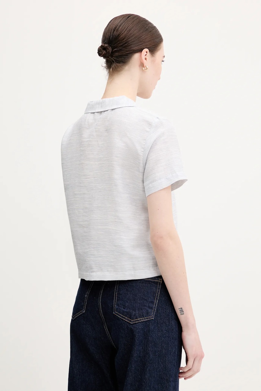 Πουκάμισο με μείγμα από λινό United Colors of Benetton χρώμα: μπλε, 5YPVDQ0BX φωτογραφία