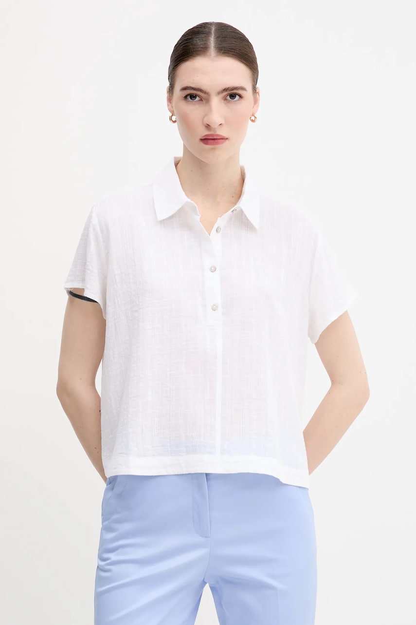 United Colors of Benetton bluză culoarea alb, uni, 5ONVDQ0BQ