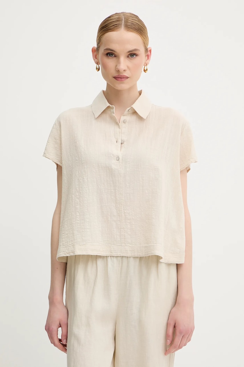 United Colors of Benetton bluză culoarea bej, uni, 5ONVDQ0BQ