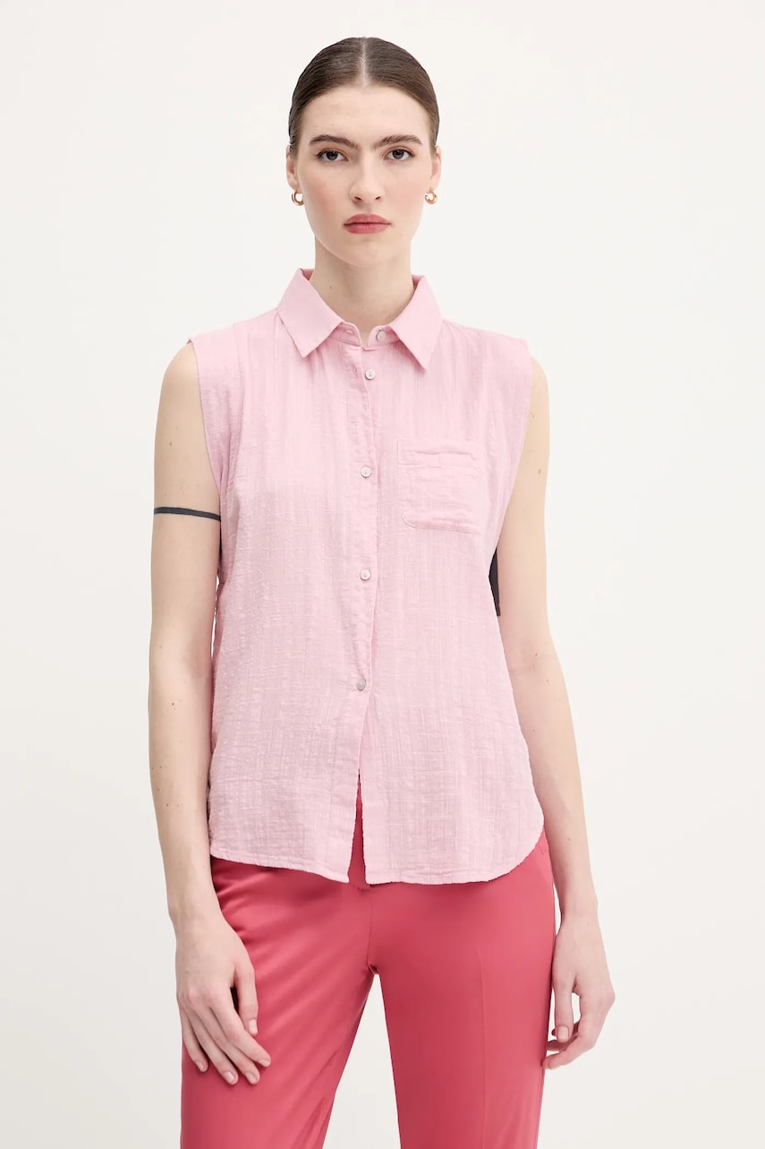 United Colors of Benetton cămașă culoarea roz, cu guler clasic, regular, 5ONVDQ0C1