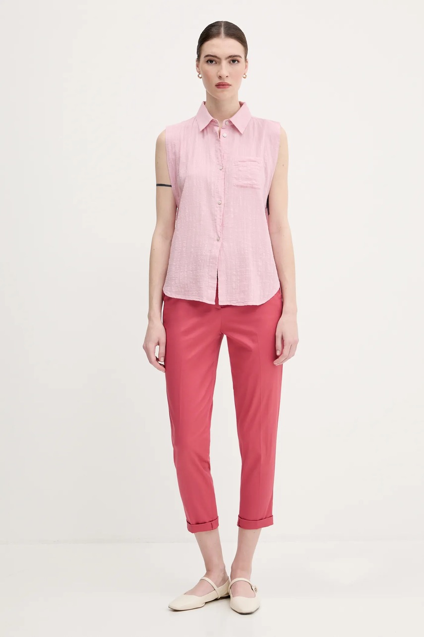 Рубашка United Colors of Benetton цвет розовый regular классический воротник 5ONVDQ0C1