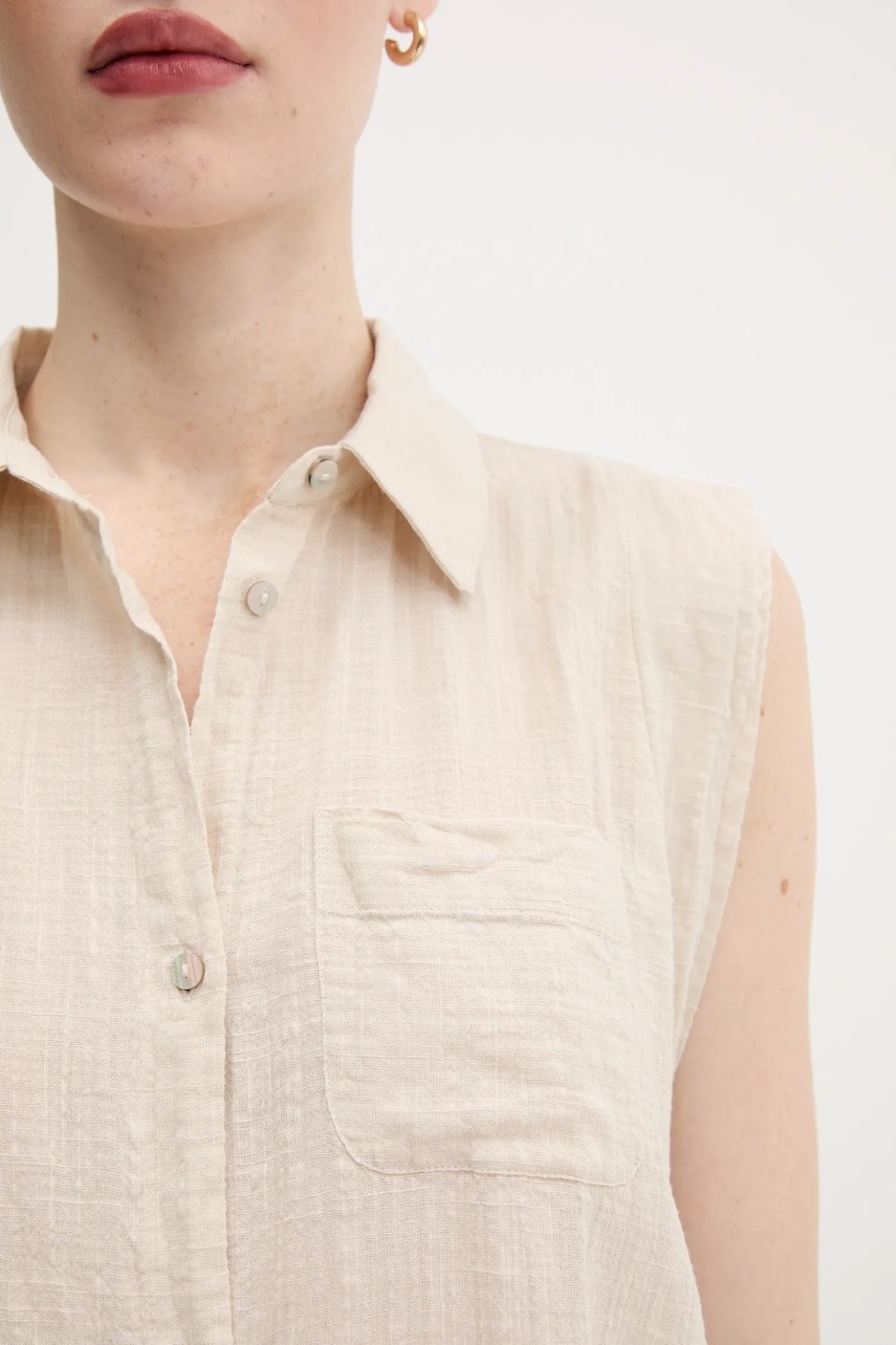 Πουκάμισο United Colors of Benetton χρώμα: μπεζ, 5ONVDQ0C1 φωτογραφία