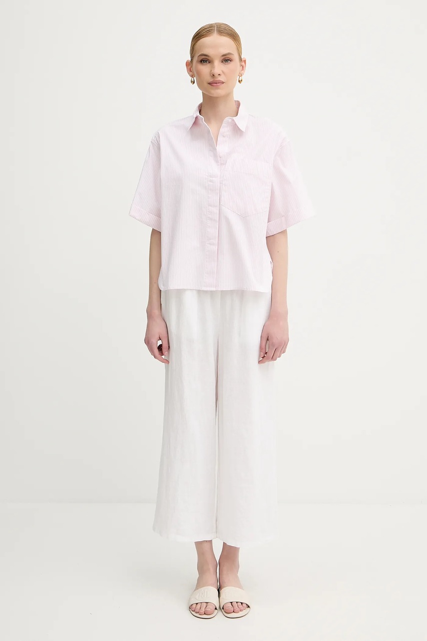 Рубашка United Colors of Benetton цвет розовый regular классический воротник 5SZRDQ0C0