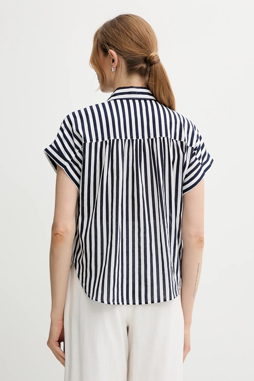 Πουκάμισο με μείγμα από λινό United Colors of Benetton χρώμα: ναυτικό μπλε, 58I5DQ08M φωτογραφία