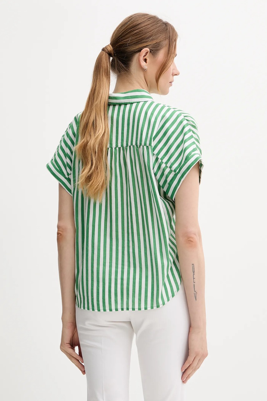 Πουκάμισο με μείγμα από λινό United Colors of Benetton χρώμα: πράσινο, 58I5DQ08M φωτογραφία