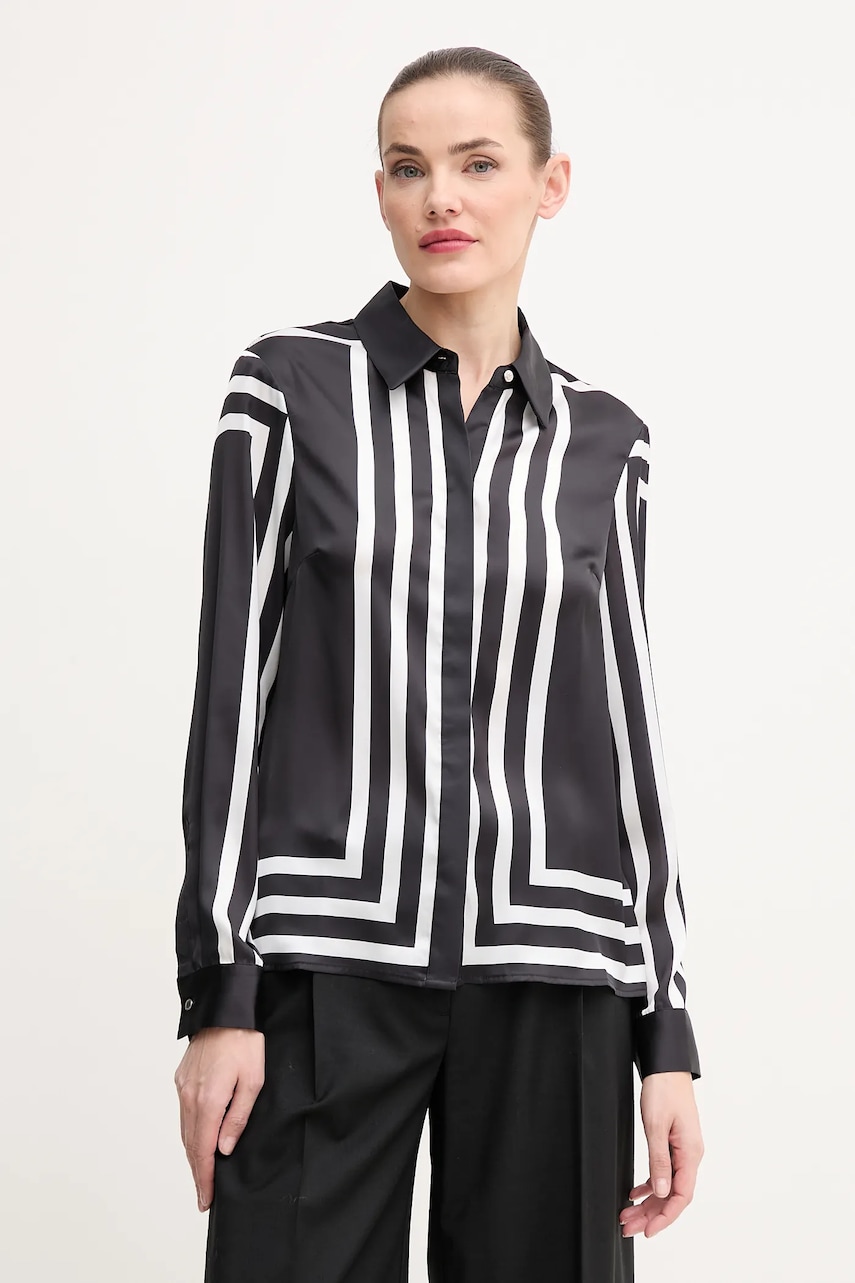Morgan cămașă femei, culoarea negru, cu guler clasic, regular, CLINE Morgan cămașă femei, culoarea negru, cu guler clasic, regular, CLINE