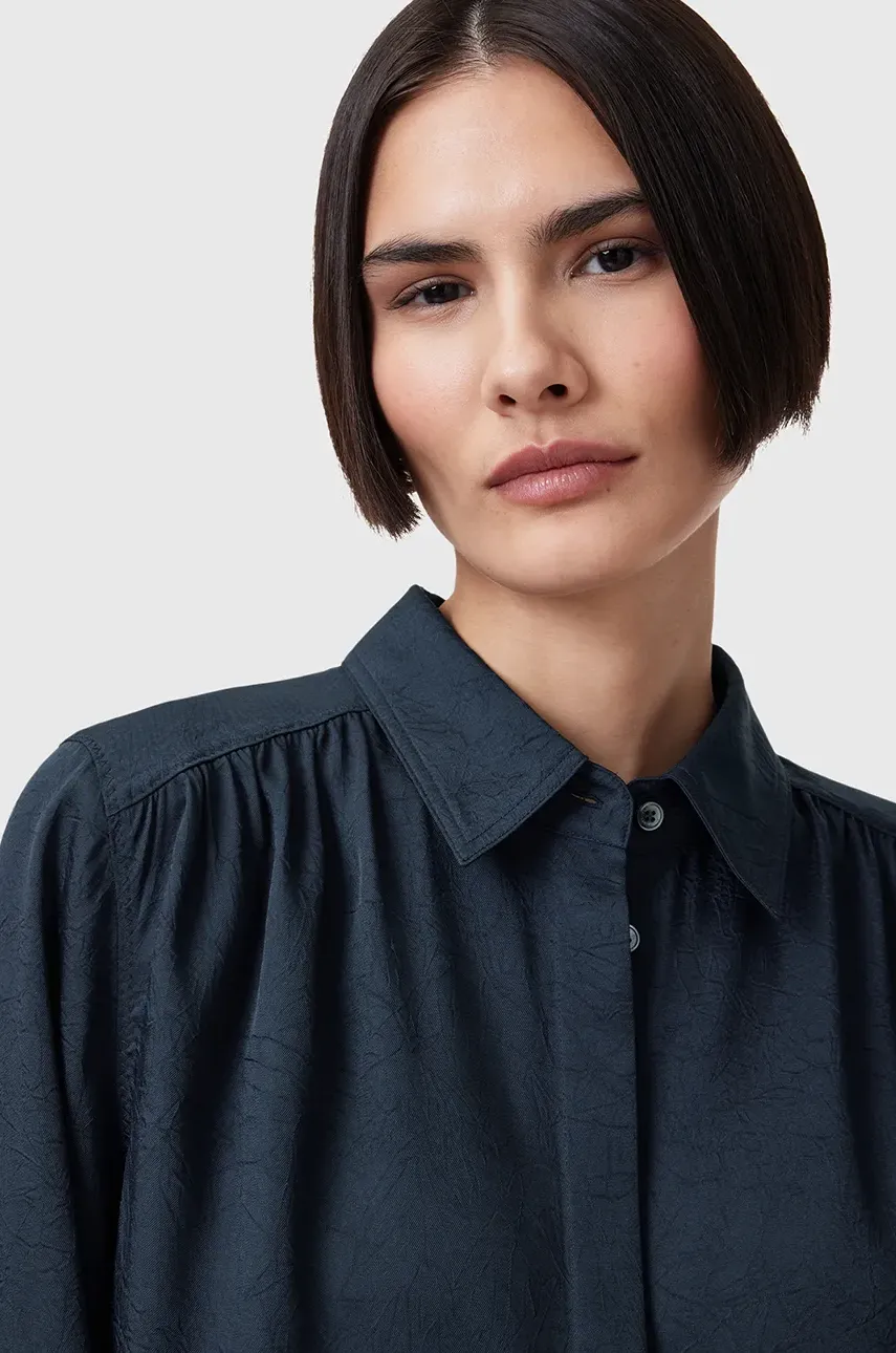 Рубашка AllSaints AGGIE женская цвет синий regular классический воротник W039PC Рубашка AllSaints AGGIE женская цвет синий regular классический воротник W039PC