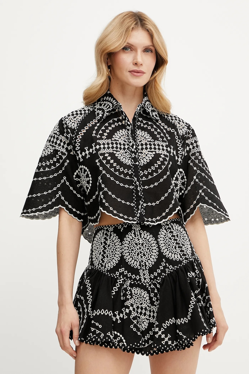 Charo Ruiz Ibiza cămașă Emmie culoarea negru, cu guler clasic, relaxed, 254200