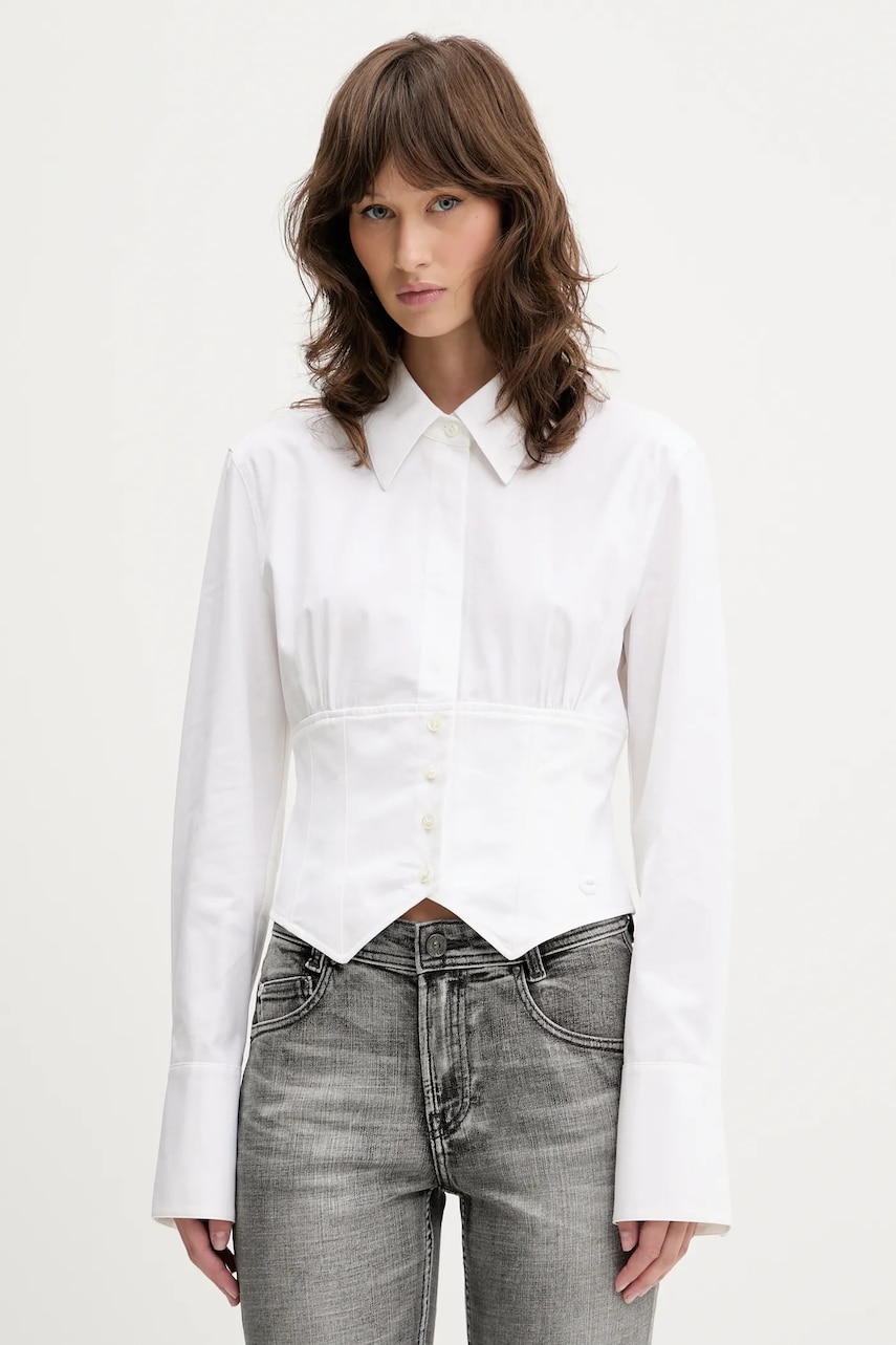 Miss Sixty camasa din bumbac culoarea alb, cu guler clasic, regular, 6S1XJ51200
