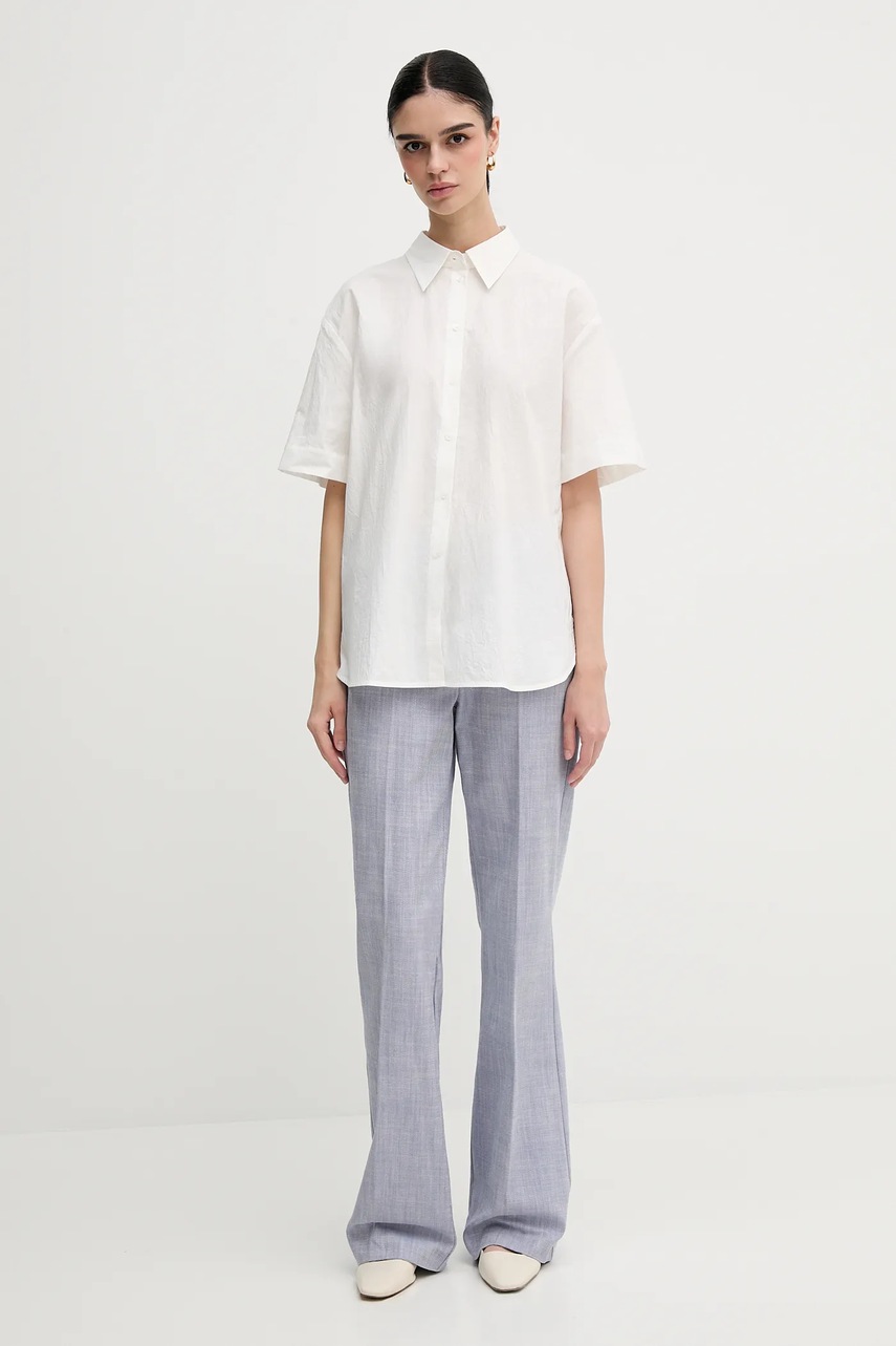 Хлопковая рубашка Sisley цвет белый regular классический воротник 52EHLQ094