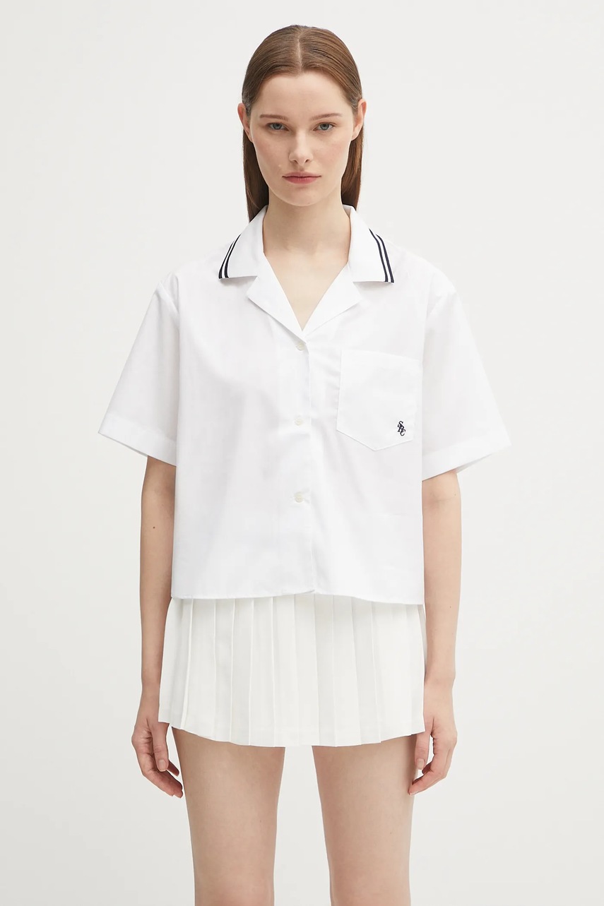 Bavlněná košile Sporty & Rich Src Sailor dámská, bílá barva, relaxed, s klasickým límcem, SI023602302WH01