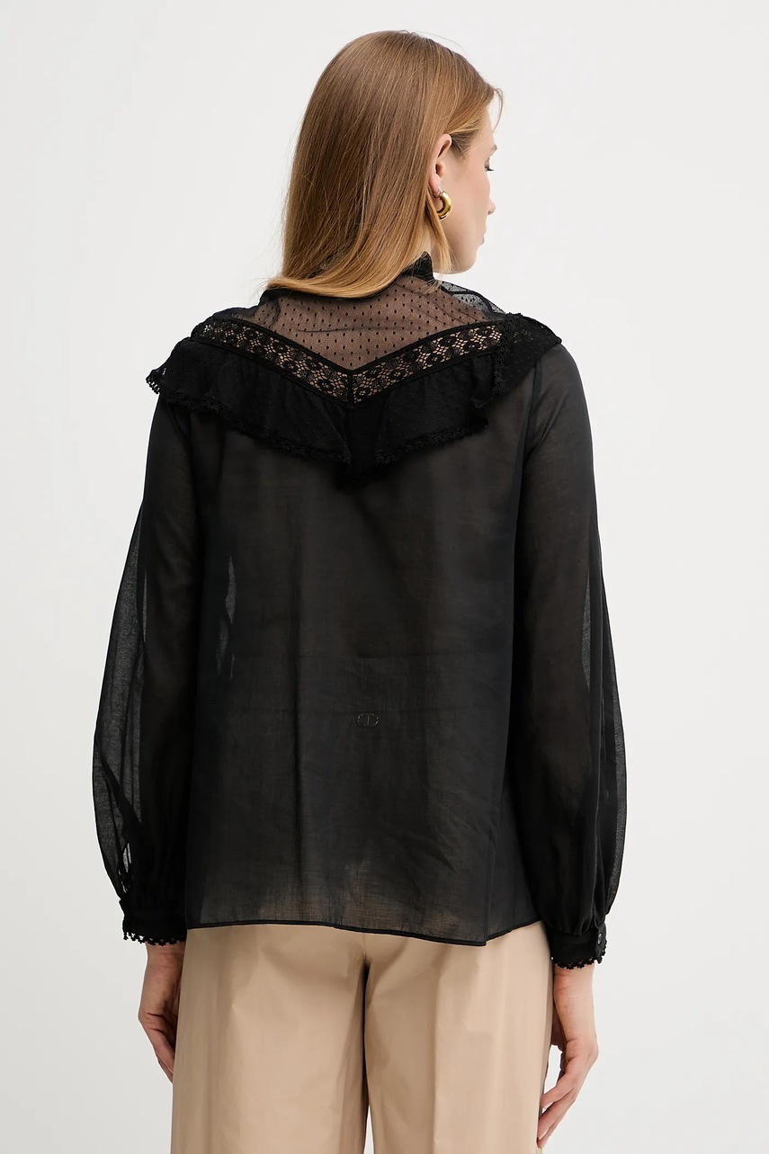 Weekend Max Mara pamut ing állógalléros, fekete, regular, 2515111013600 termék 2. képe