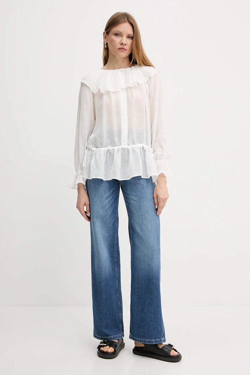 Блузка с примесью шерсти Weekend Max Mara цвет белый однотонная 2515191013600