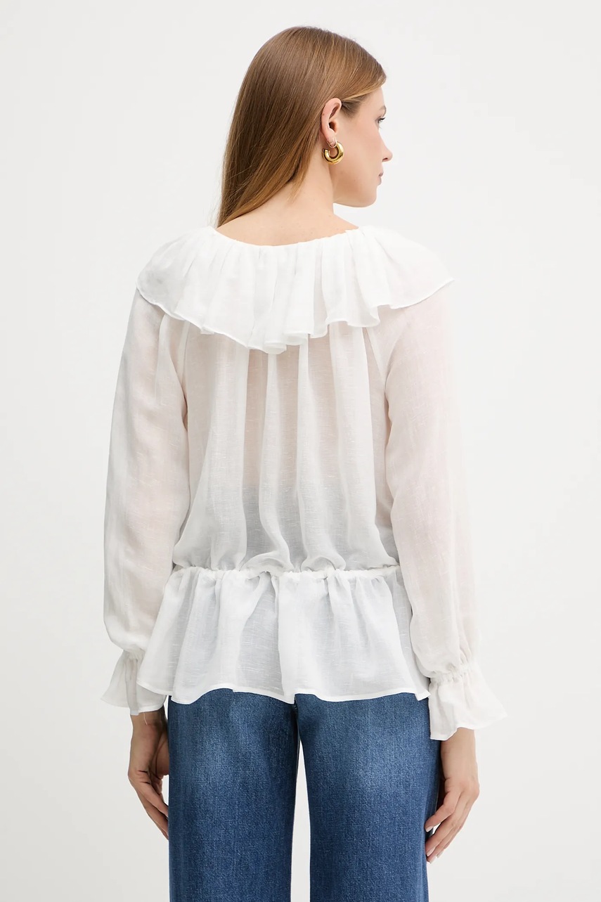 Μπλούζα με μείγμα από λινό Weekend Max Mara γυναικεία, χρώμα: άσπρο, 2515191013600 φωτογραφία