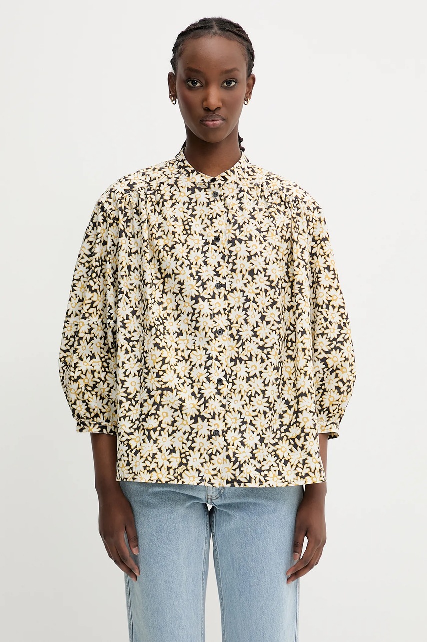 Bavlněná košile Maison Kitsuné Maxi Sleeve dámská, černá barva, relaxed, OW00417WC5048