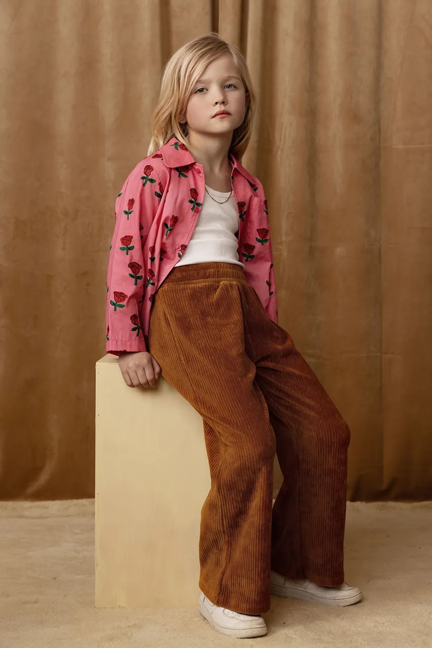 Mini Rodini camasa de bumbac pentru copii Roses culoarea roz, 2512011628