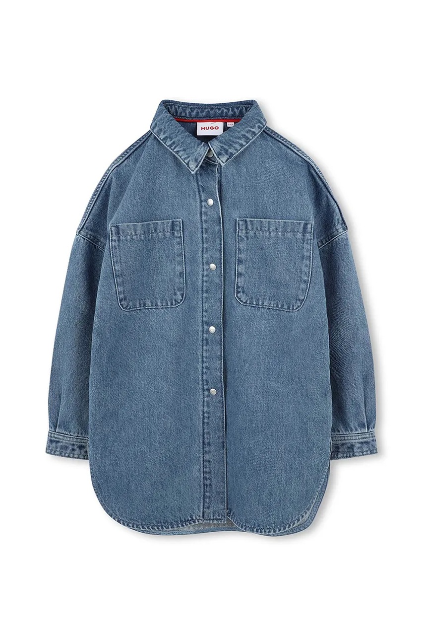 Детская хлопковая рубашка HUGO G00394