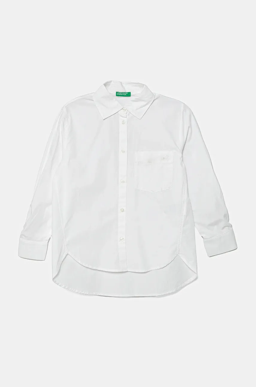 Levně Dětská bavlněná košile United Colors of Benetton bílá barva, 5EW7CQ044