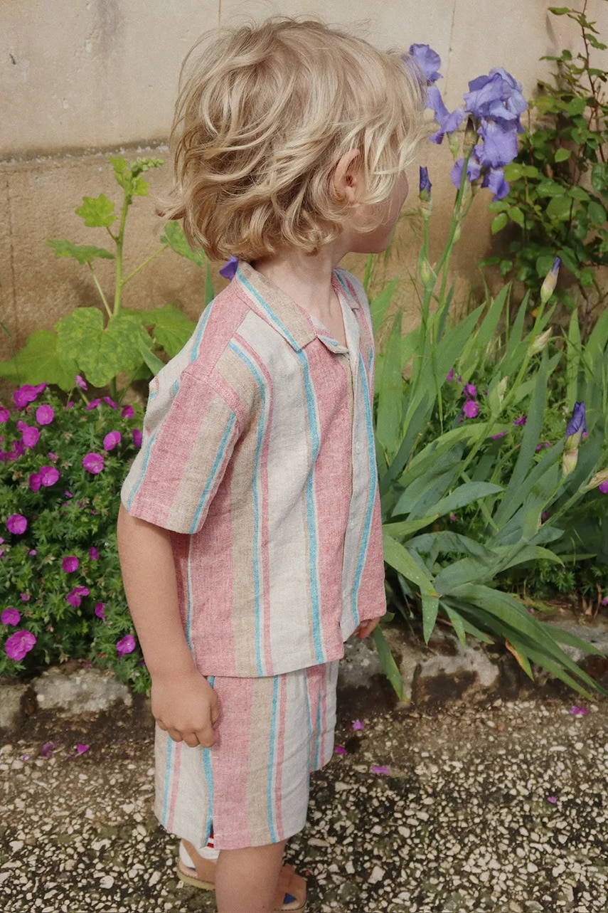 Konges Sløjd cămașă de in pentru copii VENICE SS SHIRT culoarea roz, KS102448 Konges Sløjd cămașă de in pentru copii VENICE SS SHIRT culoarea roz, KS102448
