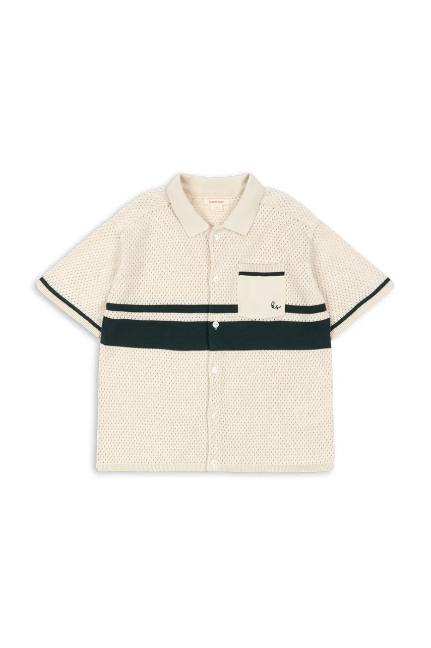 Детская хлопковая рубашка Konges Sløjd HAI KNIT SHIRT GOTS цвет бежевый KS103313