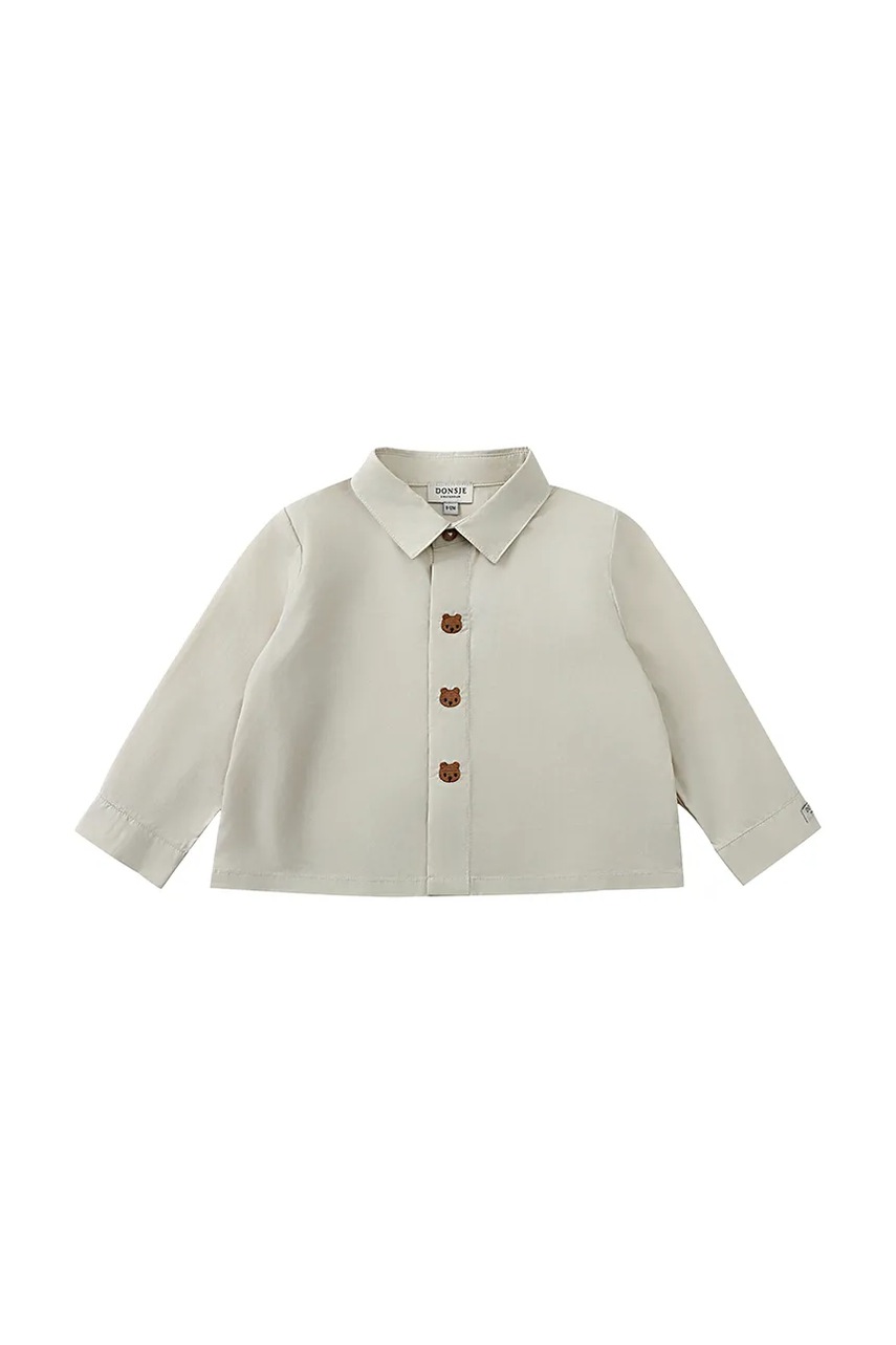 Детская хлопковая рубашка Donsje Lauden Shirt Bear цвет белый 4096501