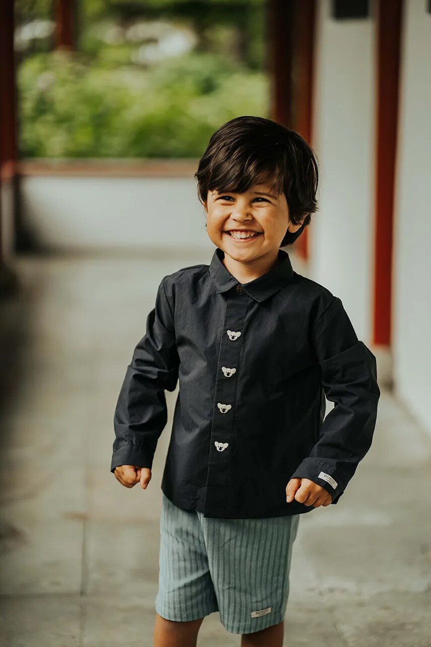 Donsje camasa de bumbac pentru copii Lauden Shirt Koala culoarea albastru marin, 4096502